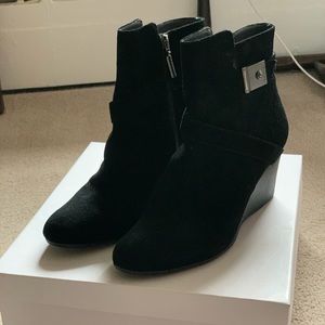 Calvin Klein Suede Black Wedge Boots